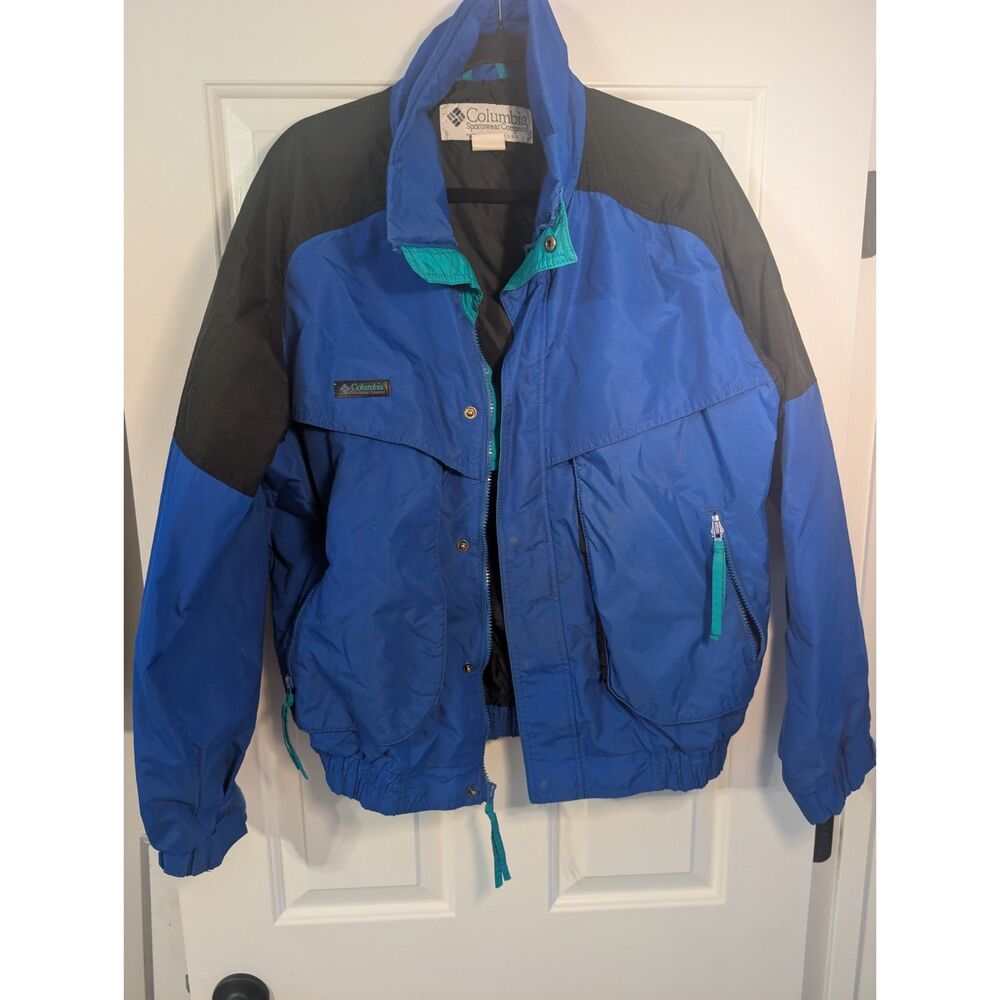 Vintage 90s Columbia Sportswear Jacket Men's M Blue Black Teal "Powder Keg"